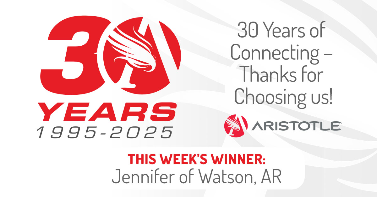 AristotleBuzz's tweet image. Aristotle is giving away 30 exciting prizes for our 30th Anniversary! Today’s winner is Jennifer from Watson, AR, who gets a free month of internet and a surprise gift. Keep watching for more winners. You could be next!

#30YearsConnecting #RuralInternet #BroadbandForAll