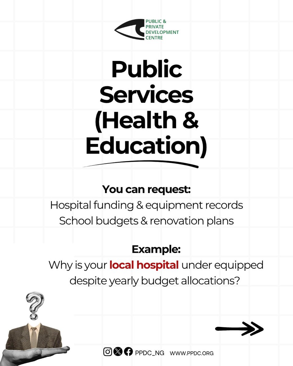 PPDC_ng's tweet image. Citizens like to ask : "Where is all this money going?”

By law, you have the right to find out and the FOI Act empowers you  to do so. 

Silence can enable corruption, but access to information is a powerful tool for accountability.

#ppdcng #Transparency #FOI
