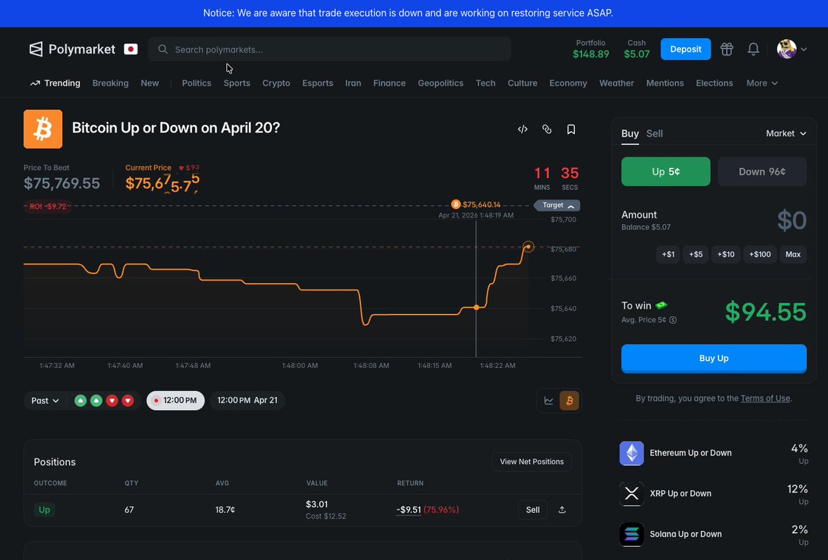AirdropAddicts_'s tweet image. 🌞GM Addicts, 

Well, @pollymarket trades are down.  
Glad I waited all day for the daily to meet the open price for trading to cut out. 

I guess I just hope this cunt BTC price pushes above the bench. It’s not looking likely in the next 7 minutes. 😭
#FML #Dogs