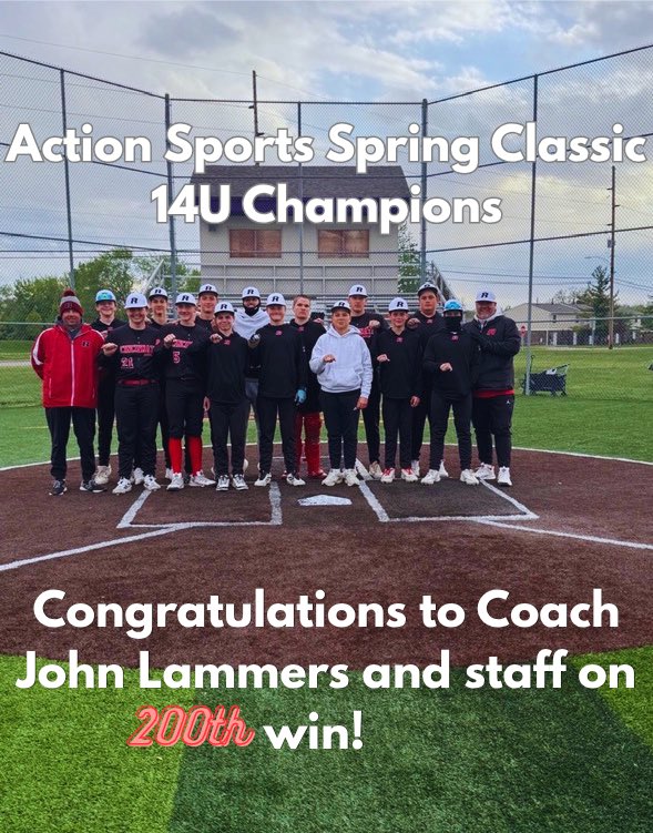 Cincy_Raiders's tweet photo. Congratulations to our 14U Raider team who won the Action Sports Spring Classic!
Coach John Lammers and his staff knotched their 200th win since the team started as a 9U group. Congrats coach!
#raideready #200wins https://t.co/eJdqp6HONV