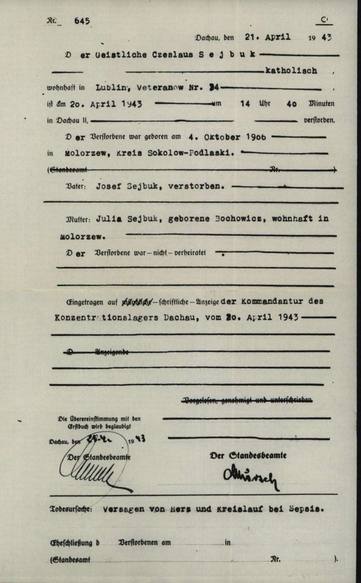 TomFromKatowice's tweet image. My name is Czesław Sejbuk 🇵🇱, 
a Jesuit priest from Lublin, Servant of God.
8️⃣3️⃣ years ago on April 2️⃣0️⃣, 1943
I was murdered by #Germans in their #Death camp #Dachau at the age of 3️⃣6️⃣ only because I was a #Pole.
Please,#NeverForget me!
#Genocide
#WWII 
#reparations
#NeverAgain