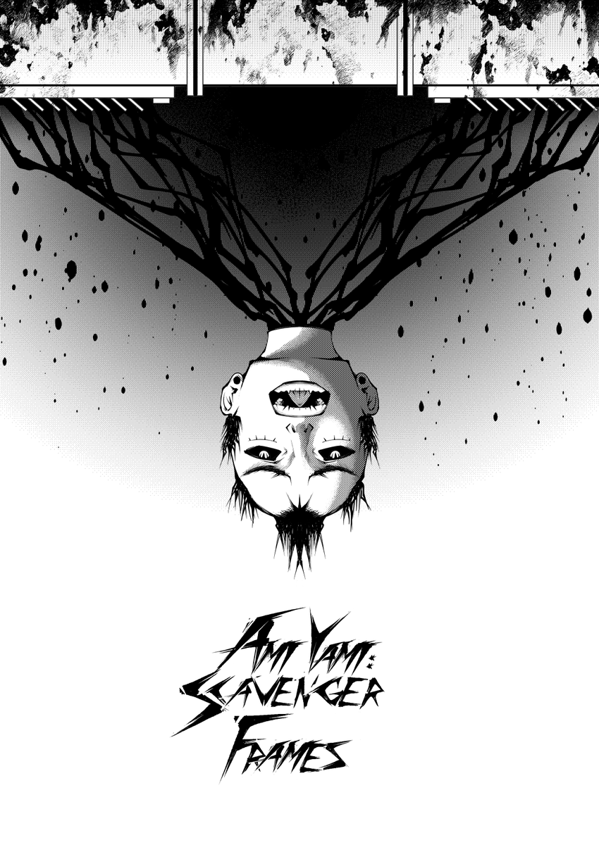 Renya_Yami's tweet image. Immortal heads cause so many problems... a real headache.

#frames #manga #originalart #monster #horror