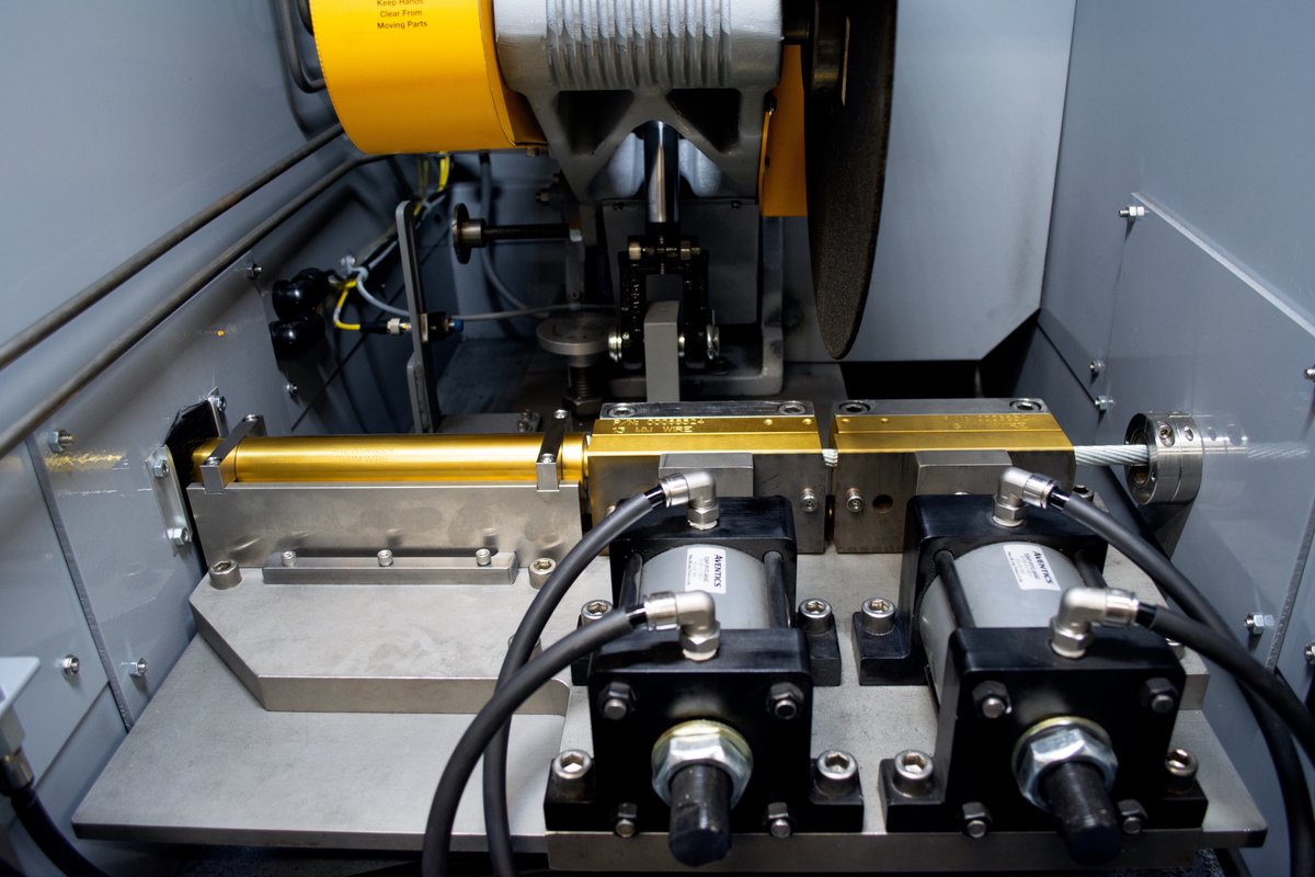 SaferCut's tweet photo. Off-the-shelf vises don't cut helicopter blades.

Some recent solutions: 

Helicopter blade trimming with 3D-printed supports
Ball screw end-face squareness
10" C-channel chain vising
Wire rope for harmonic balancers https://t.co/jWyczf2Dvf