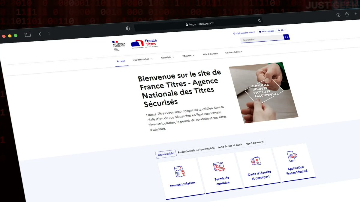 JustGeek's tweet image. 🚨 Fuite de données ANTS : vos titres d’identité sont peut-être entre les mains de hackers

👉 justgeek.fr/fuite-donnees-…

#ANTS #FranceTitres #Piratage #Fuitededonnées #Cybersécurité