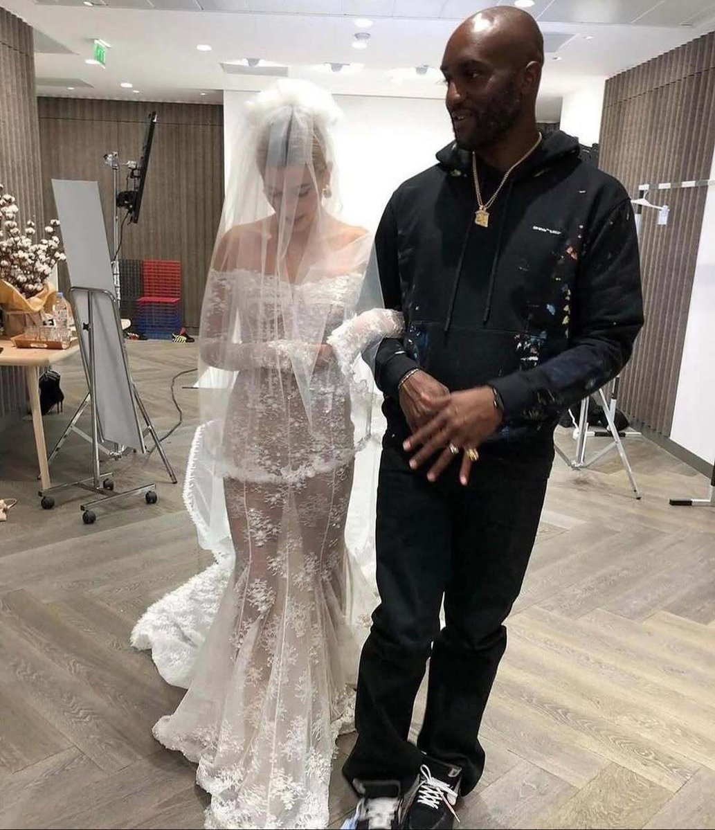 culturejpg's tweet image. Hailey Bieber’s wedding dress designed by Virgil Abloh