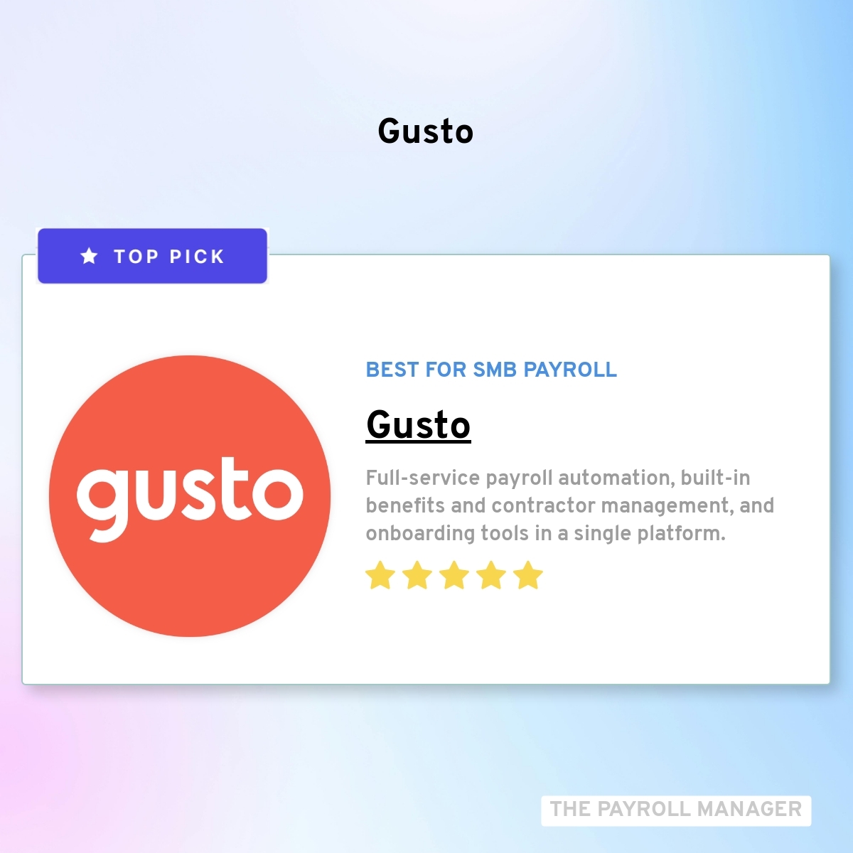 LT_hhrr's tweet image. Congratulations @GustoHQ! Top SMB payroll platform in 2026.

Full payroll + benefits + contractors + onboarding. Transparent pricing.

Full comparison → thepayrollmanager.net/best-payroll-s…

#Gusto #Payroll #HRTech