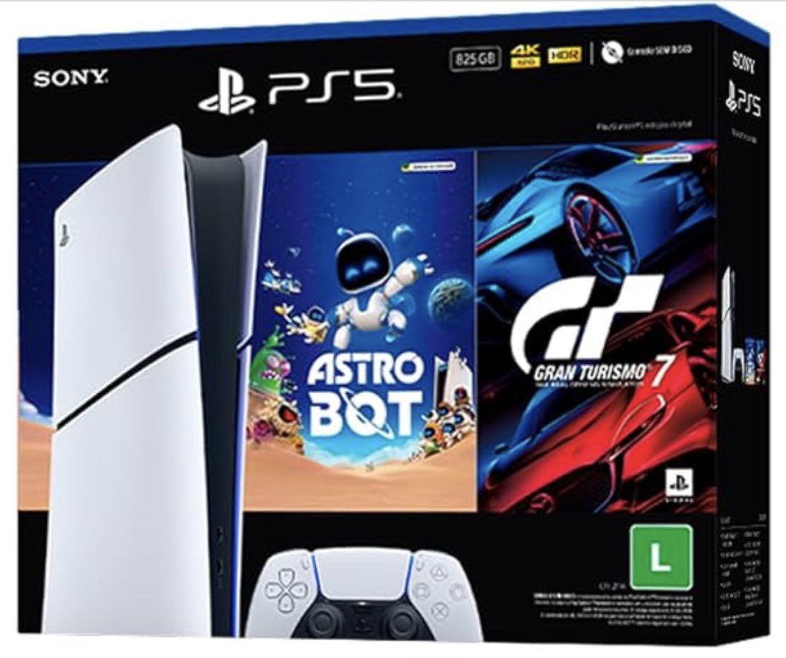 ETofertas's tweet photo. 🚨OFERTA IMPERDÍVEL🔥

🔥 PS5 Slim Digital 825GB + Pacote Astro Bot &amp; Gran Turismo 7 

De R$ 4.599,90 Por R$ 3.533,90
 (7% OFF no Pix)💥
10x sem juros de R$ 379,99🚀

Mais de 2 mil pessoas já levaram no último mês🛸

👽👉🏻 https://t.co/BFLv4elUXD

#ETofertas #PS5 #Amazon https://t.co/njSnWvZuS0