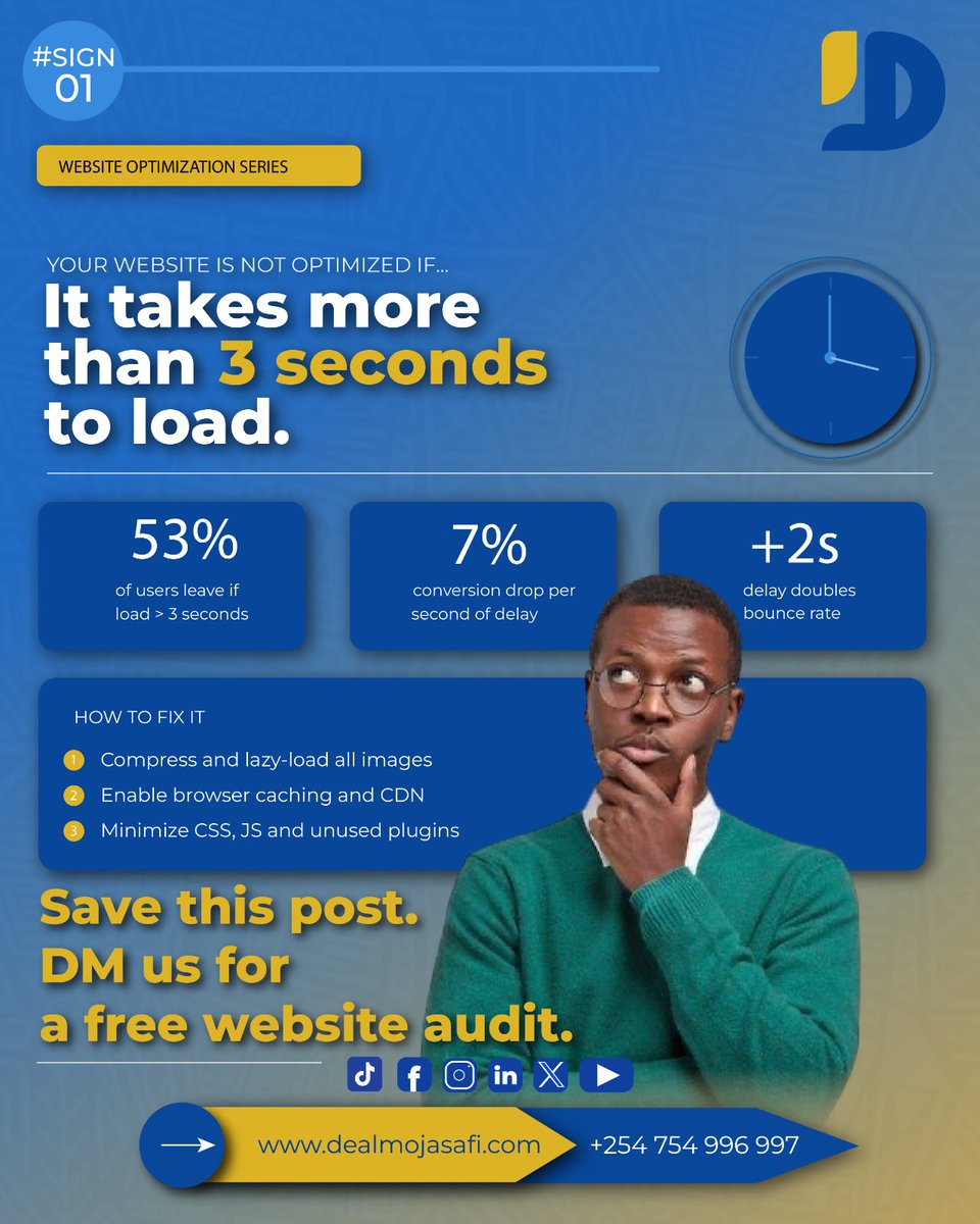 dealmojasafi's tweet image. Slow site = lost business.
Speed isn’t a feature. It’s your first impression.

📩 DM at dealmojasafi@dealmojasafi.com for a free audit.

#WebsiteOptimization #Marketing #UX #Growth #NoUsWithoutMarketingYou