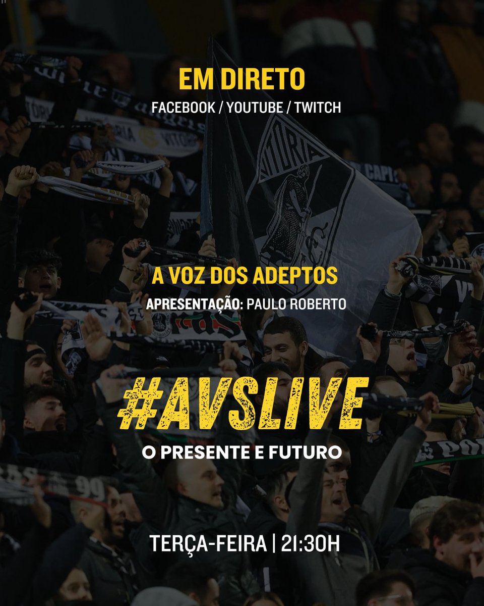 AVitoriaSempre's tweet photo. #AVSLIVE 282 [ O PRESENTE E O FUTURO - TERÇA-FEIRA 21:30H]

Na edição desta semana mais do que fazer o rescaldo do fim de semana desportivo, queremos e vamos debater o presente e o futuro do Vitória Sport Clube. https://t.co/SLfAwKksi4