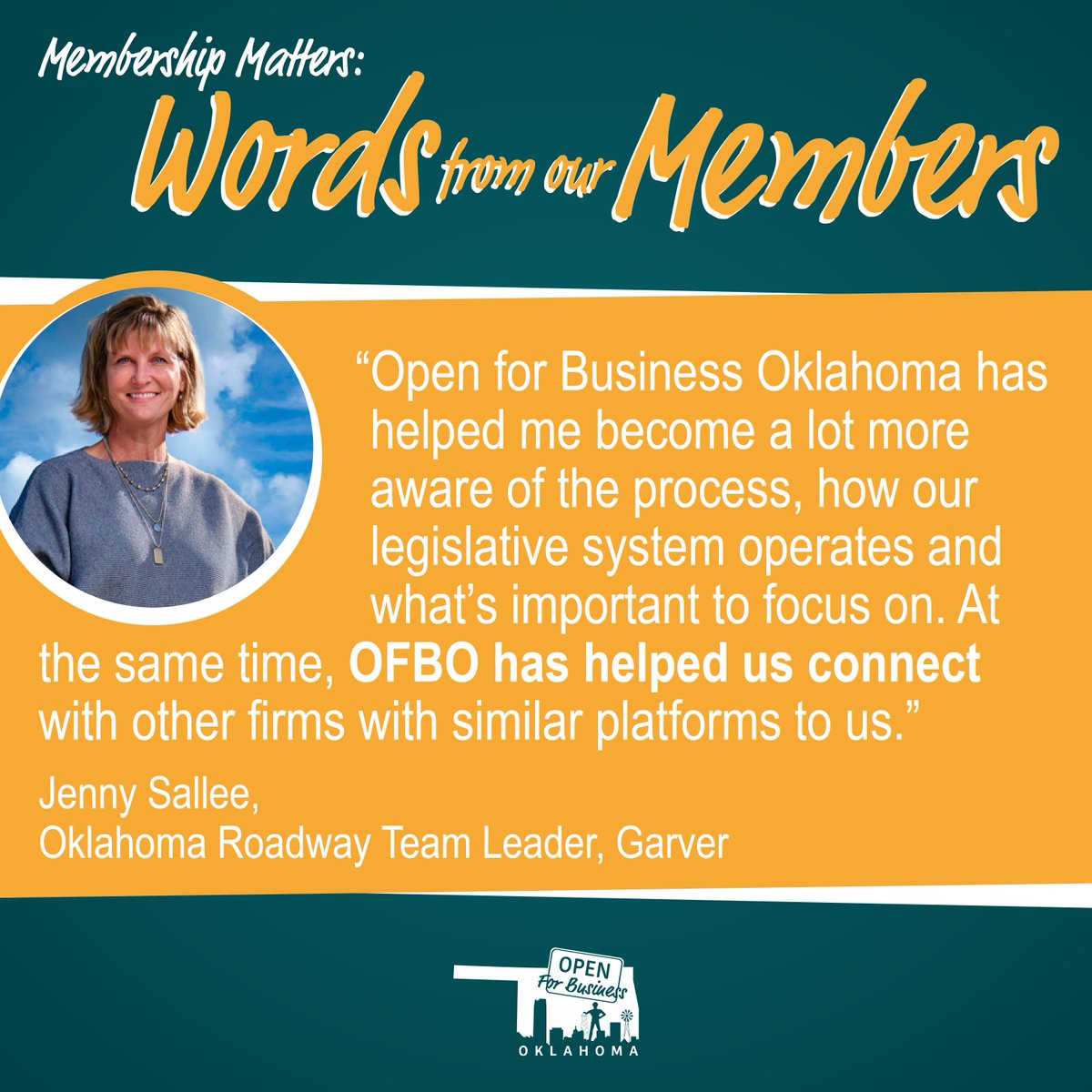OklahomaOpen's tweet image. Garver’s Jenny Sallee knows: OFBO provides peer support. 💼 We’re always looking for more members! Tag a company below with people we should meet. 

Become a member: openforbusinessoklahoma.com/be-a-member 

#OKC #Civilengineering