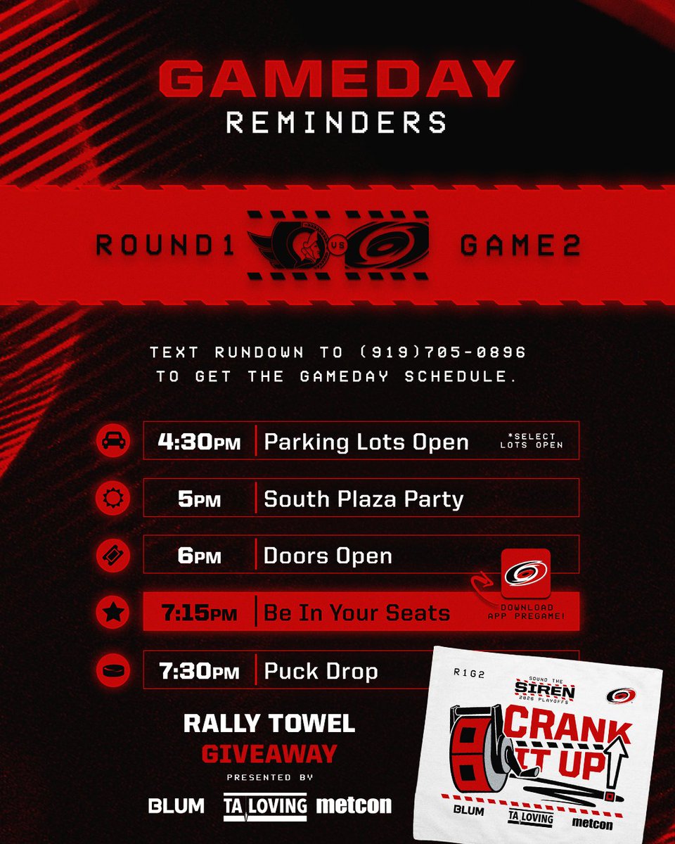 Canes's tweet image. Make sure you're ready for gameday 🙌

Download the #Canes app for all the info you need on tonight’s events! 

📲 Hurricanes.com/app