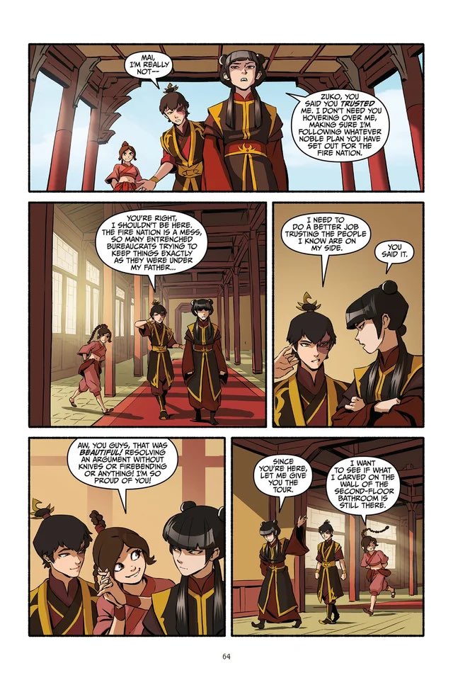 Yes the earlier comics suck ass. The author, Gene Luen Yang, never understood the characters and butchered them. 

Also worth noting that he was a huge Zutara shipper. But now, the latest author, Faith, worked with Bryke to set them up for reconciliation and addressed the issues