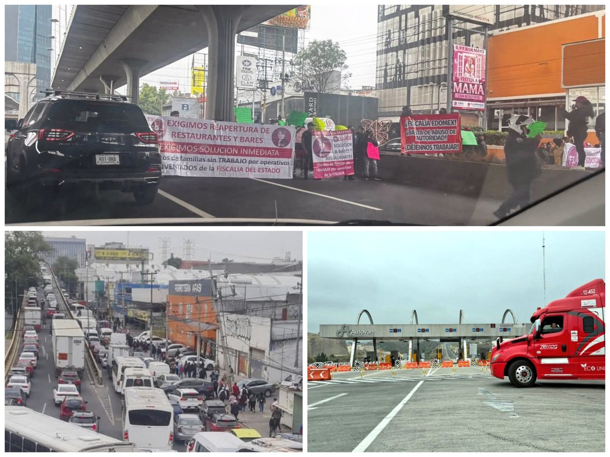 SoyNaucalpan's tweet image. 🚨 Se complica la movilidad en Periférico Norte y con afectación en la Primero de Mayo, a la altura de San Esteban #Naucalpan, donde comerciantes y dueños de restaurantes y bares mantienen una manifestación en rechazo a operativos de la Fiscalía. De forma paralela, se reportan