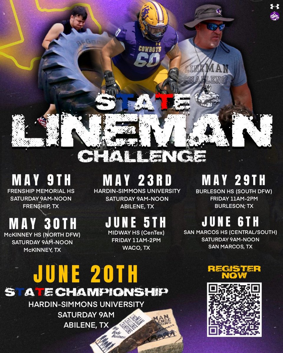 Matt_Stepp817's tweet photo. Want to get your bigs involved in some great competition this summer??? Get em in the State Lineman Challenges with the state championships June 20 at Hardin-Simmons!! @HSUCowboys #txhsfb @dctf https://t.co/npNqd1aY0P