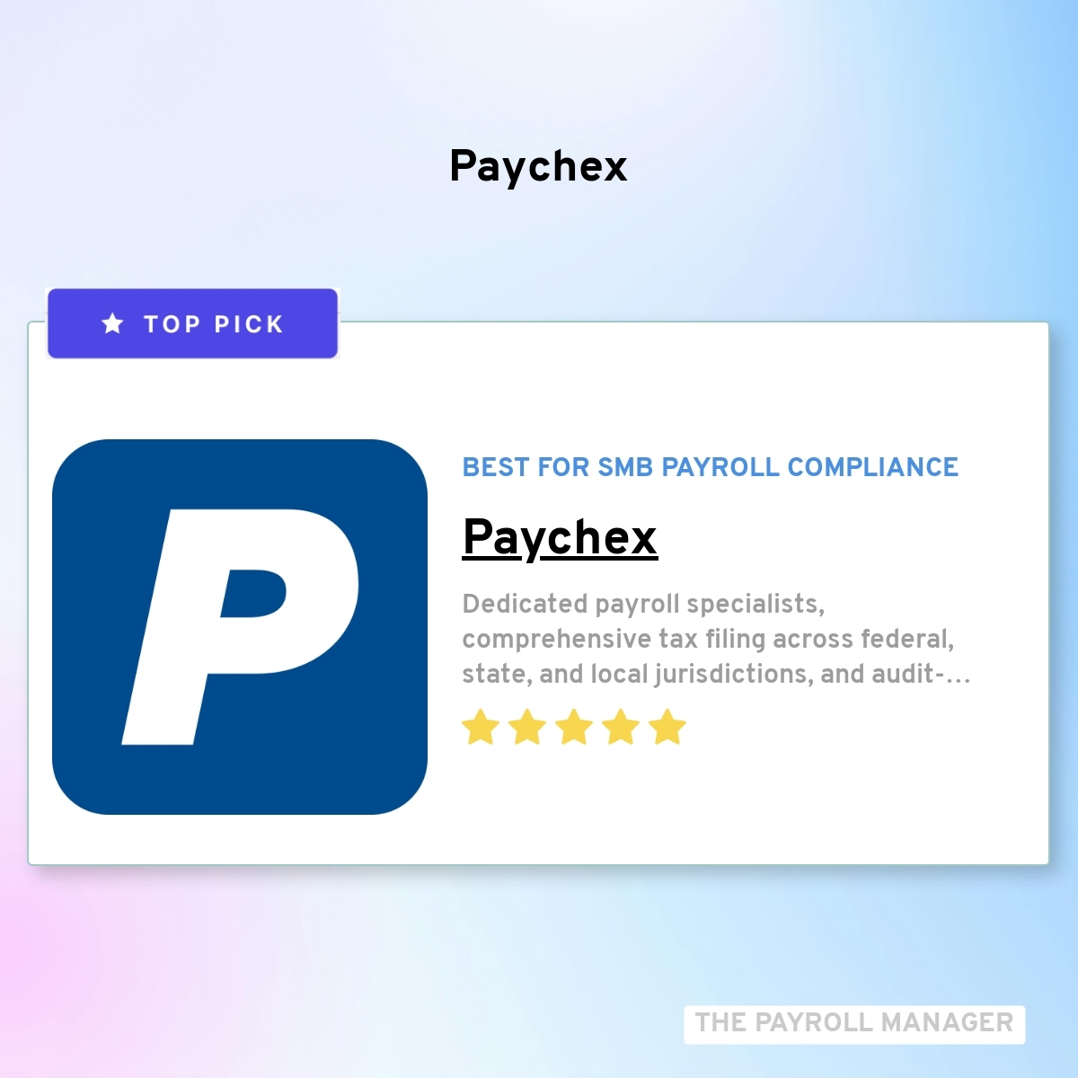 LT_hhrr's tweet image. Congratulations @Paychex! Top small business payroll platform in 2026.

Dedicated specialists + full tax filing + integrated HR + audit-ready reporting.

Full comparison → thepayrollmanager.net/best-payroll-s…

#Paychex #SmallBusiness #Payroll