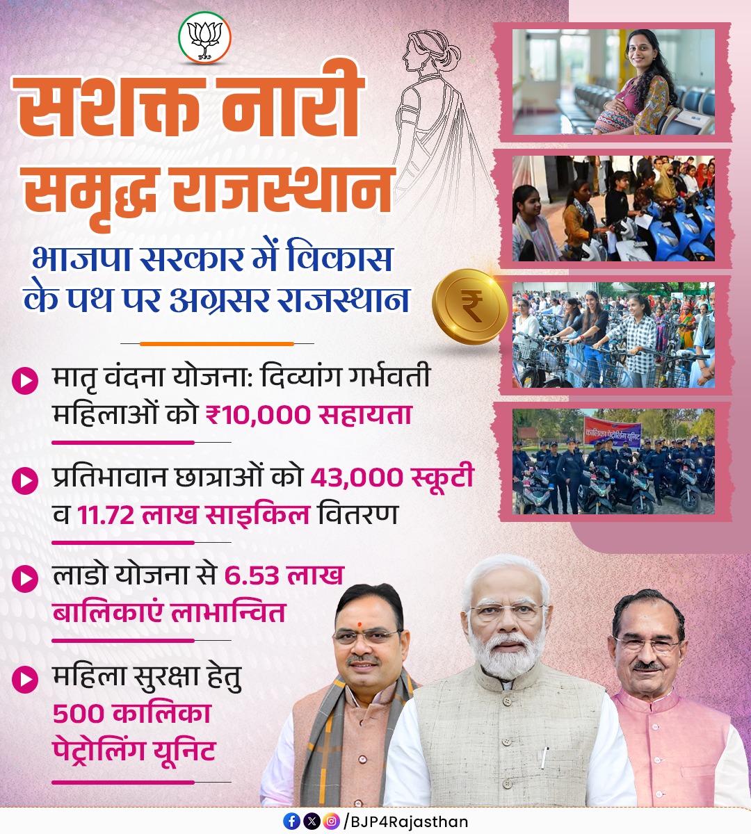 BJP4Rajasthan's tweet photo. सशक्त नारी, समृद्ध राजस्थान। https://t.co/dbCah4n1pt
