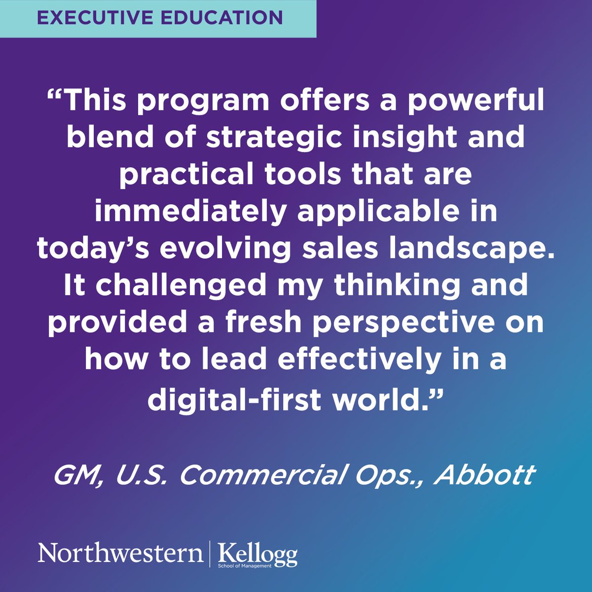 KelloggExecEd's tweet image. Connecting strategy, digital and omni‑channel execution is essential to sales force success.

Gain practical tools and a fresh perspective to lead effectively in a digital‑first sales environment: kell.gg/tsales

#KelloggExecEd #SalesLeadership #SalesStrategy #B2BSales