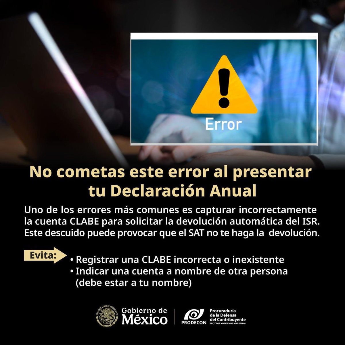 ProdeconMexico's tweet photo. #ProdeTip💡
✔️Antes de enviar tu Declaración Anual 2025, revisa que tus datos sean correctos.
🤔 ¿Necesitas asesoría para presentarla?
En #PRODECON te apoyamos de forma gratuita.
📍Ubica tu Delegación más cercana: https://t.co/Z4QkZx1T1s
💬 Chatea en línea con una persona asesora: https://t.co/M3dvxQS9Cx
#DeclaraciónAnual2025