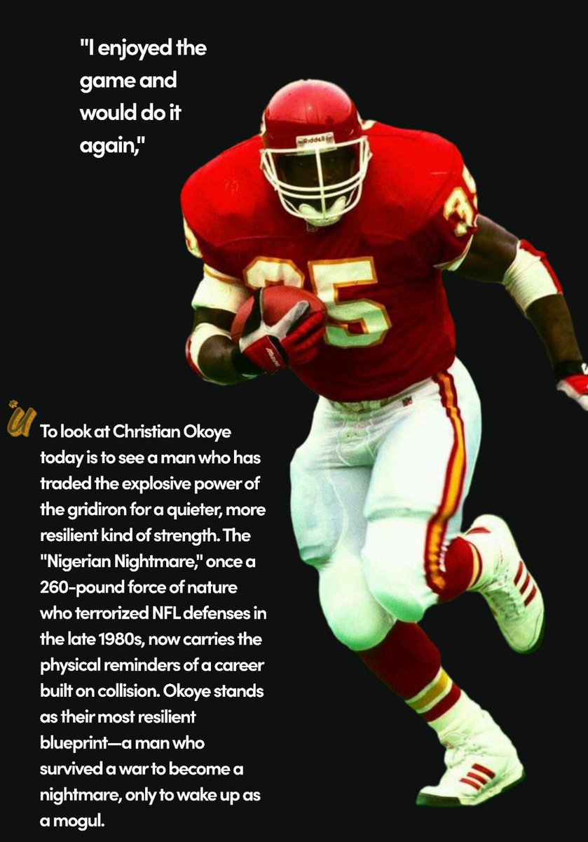 HQuphorialmedia's tweet image. Christian Okoye: The Ultimate Survivor

Read more: tinyurl.com/yzj9594x

Dickson Ajax Schalke Semenyo Zubby Michael Arsenal Man city Chelsea Man utd Kolu First Nigerian Happy 420 Tunde Gabriel Haaland Mandelson Igbos Patel Keir #Japan Iranian-flagged Amorim Guardiola #Nike
