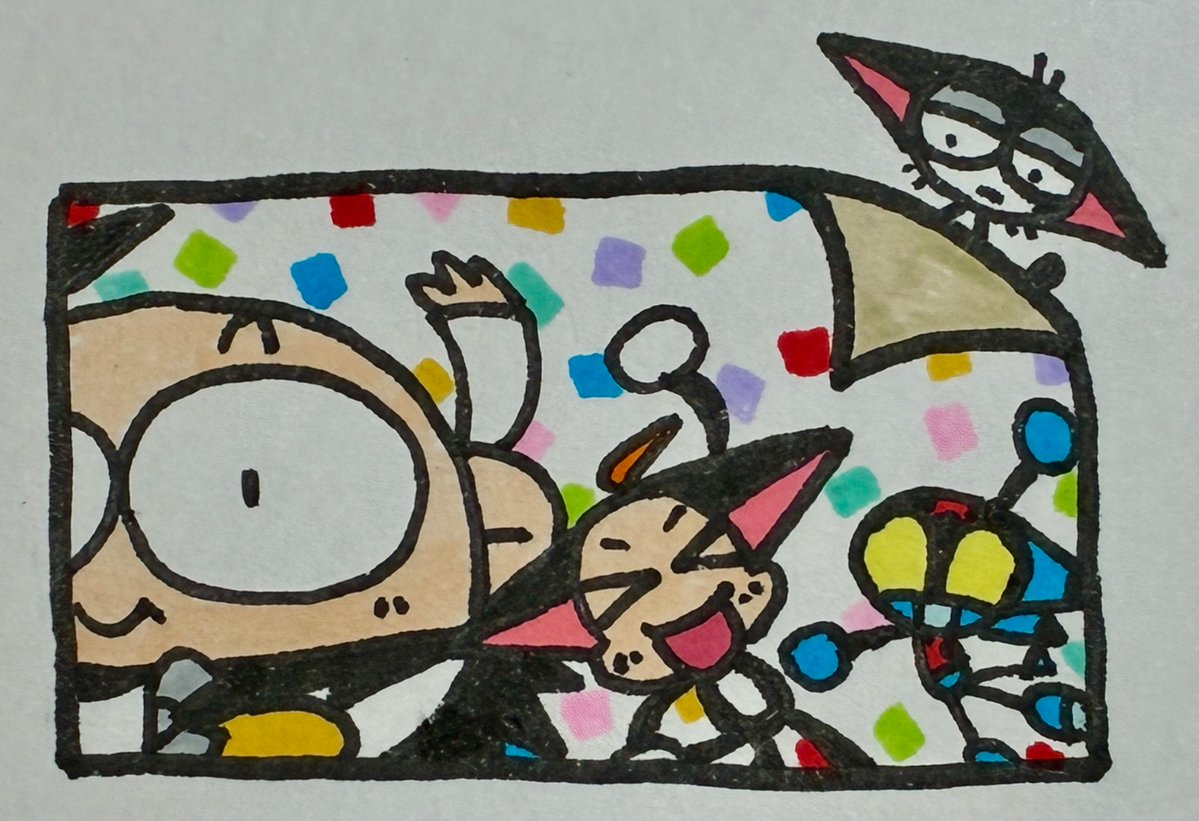 ずっとparty🎉家族写真みたいな絵を描く予定だったんです、踊り始めちゃった
一二三ずっと聴いてる、引くほど鬼リピしてる🎶
#サイボーグクロちゃん