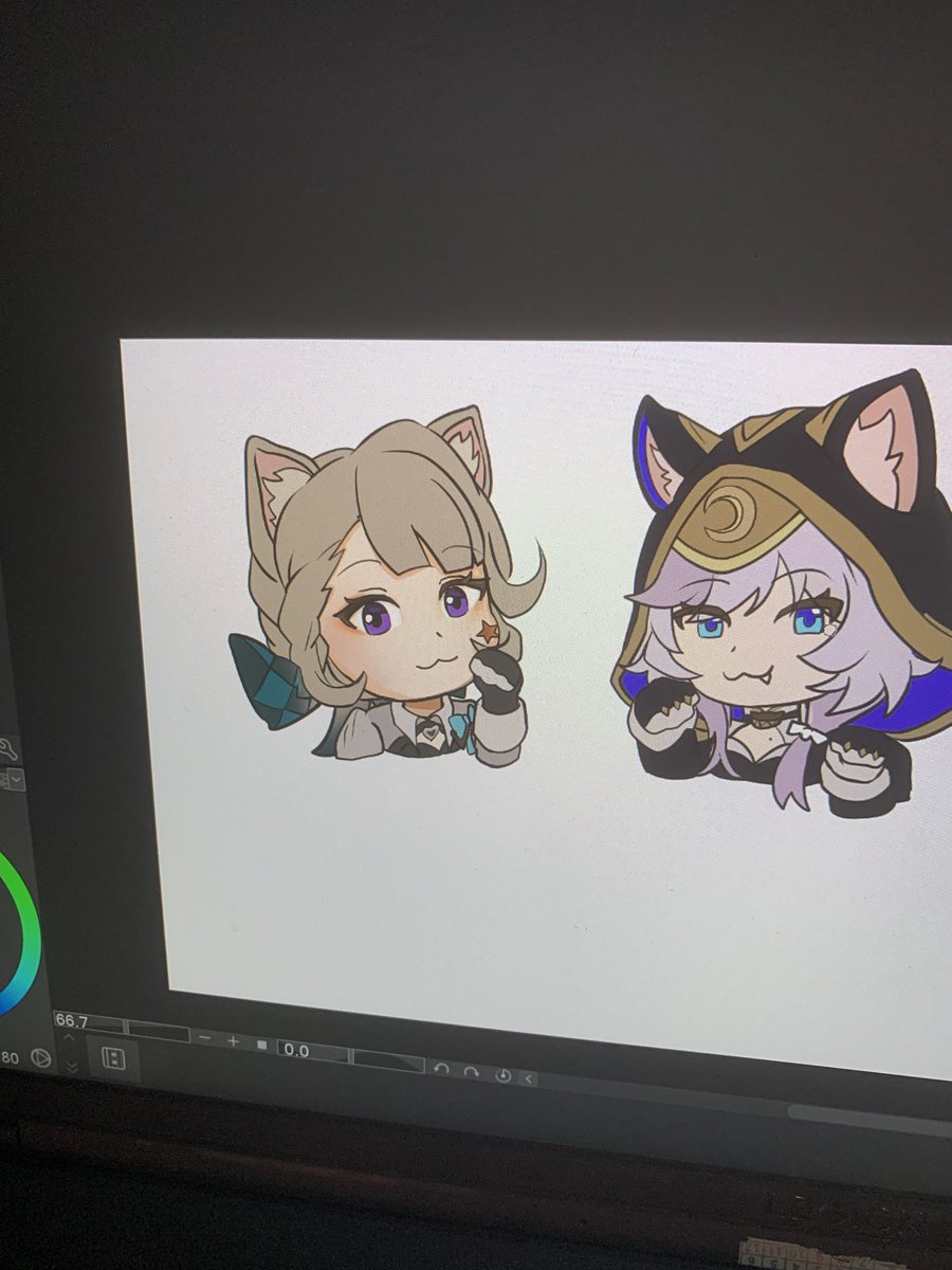 Making more freebies of my two fav hoyo cat girls to celebrate 🫵
