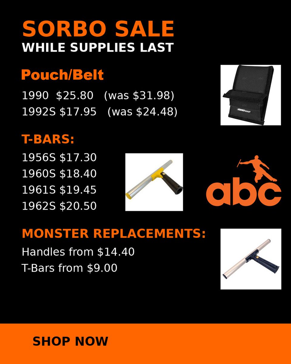 Sorbo Products on Sale — While Supplies Last

Take advantage of limited-time pricing on select Sorbo items. Once they’re gone, they’re gone. Channel &amp; Handle Combos!

Browse all Sorbo products here:
window-cleaning-supply.com/search/?search…