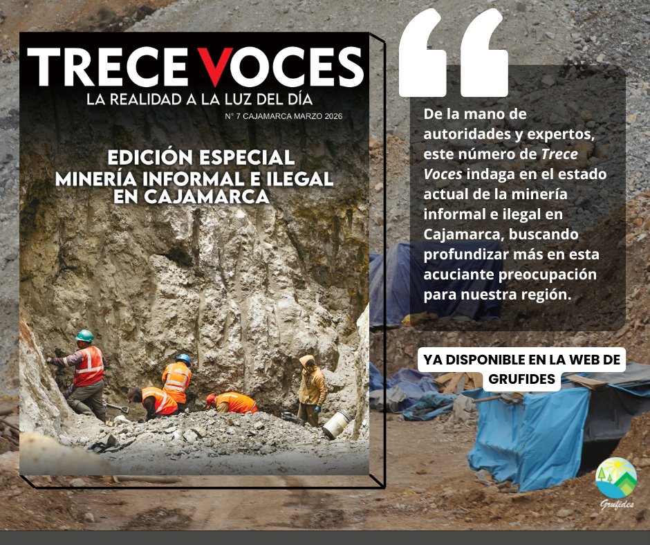 grufides's tweet photo. ¡Ya salió nuevo número de Trece Voces!
En esta edición especial, abordamos el estado actual de la minería informal e ilegal en Cajamarca
¡No te lo pierdas!
https://t.co/EcRgV5zCCV
#TreceVoces #MineriaIlegal #MineriaInformal #Cajamarca https://t.co/E1oJb5nq6c
