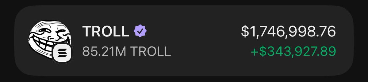 Pumpswapgf's tweet image. #TROLL is making waves printing massive profits on my Alpha telegram group 🚀🏆