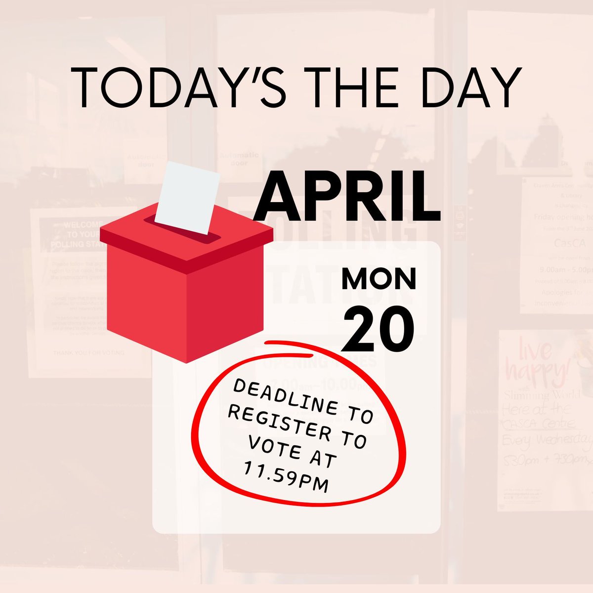 BroxLabourParty's tweet photo. Remember to register to vote by 11.59pm tonight if you haven't done so already. 

Head over to https://t.co/FtmUX50nF8 to register and to find out more about which elections you are eligible to vote in. https://t.co/lERcMF9rJF