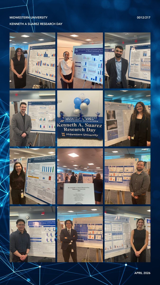 KRMCResearch's tweet photo. Celebrating Kenneth A. Suarez Research Day — @MidwesternUniv 's annual symposium showcasing student &amp; faculty research posters, keynote speakers, and student presentations. Huge thanks to the organizers for making this inspiring event possible! #MedEd #StudentResearch https://t.co/JLcOmr3B42
