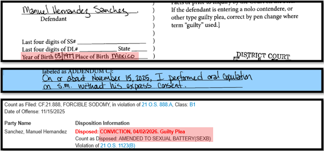 Update:
Judge Dawn Moody, in coordination with the prosecution and defense, gave an illegal 7 Years In ODOC w/ All Time Suspended (probation).

That illegal is required to register as a sex offender.  Get it?