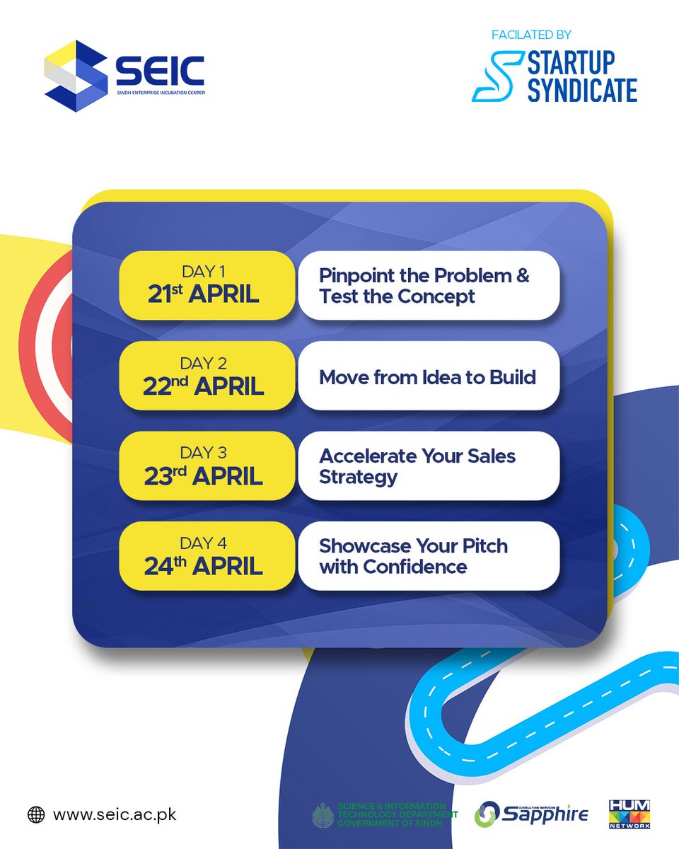 SEICofficial's tweet image. Every great startup starts with a clear problem and direction.
SEIC’s Founders’ Hackathon is 4 days of building, learning, and pitching your idea into a market-ready solution.
This might be where your journey begins. Stay tuned.

#SEIC #FoundersHackathon #Startups