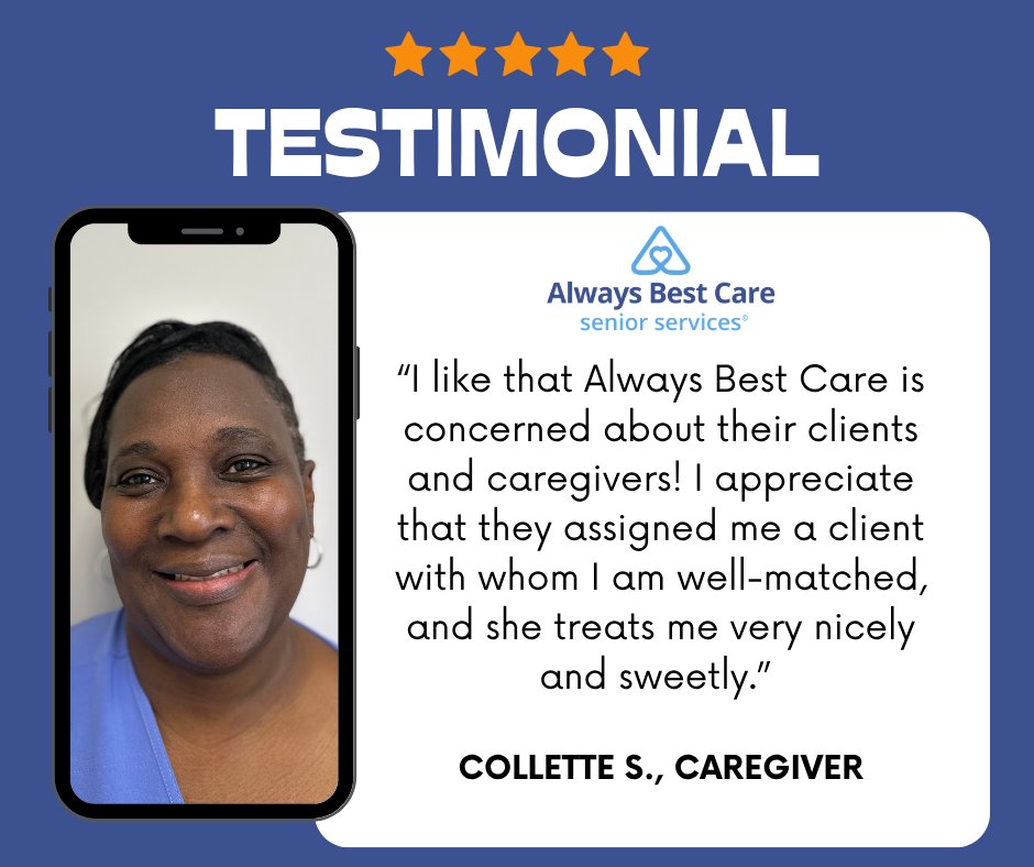 ABC_Bhm's tweet photo. Do you enjoy caring for others? Work as a caregiver with us and see why we were awarded the Employer of Choice award by Home Care Pulse in recognition of employee satisfaction. 

#Testimonial #Caregiver #AlwaysBestCare #SeniorCare #Aging #ElderlyCare #SeniorServices #Birmingham https://t.co/gBppusUqWU