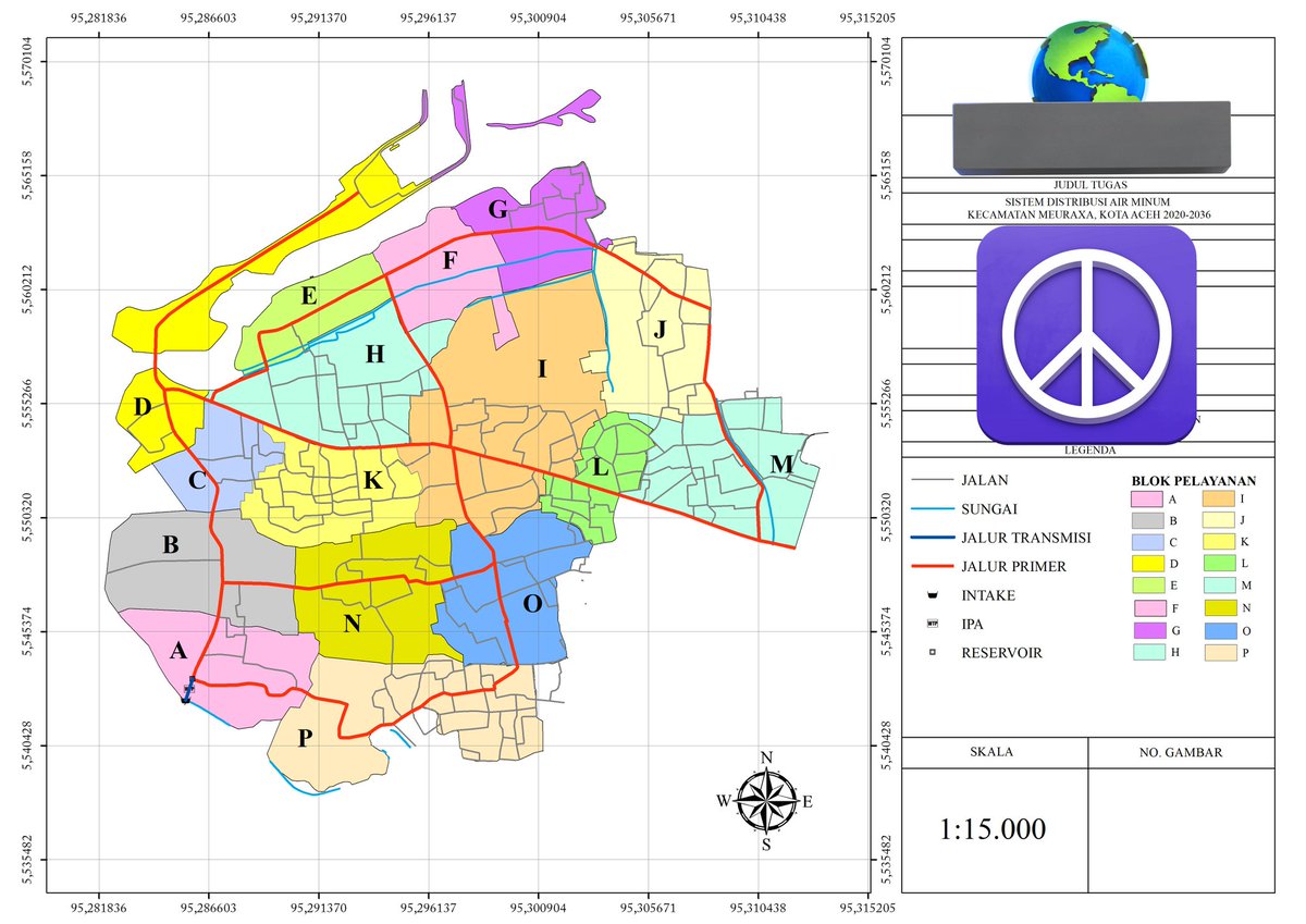 mindyourbae's tweet image. Jasa dan joki membuat peta ArcGIS, ArcMap, Google Earth, digitasi.
Contoh: Peta Blok Pelayanan &amp;amp; Jaringan Distribusi Air Minum/Bersih di Kecamatan Meuraxa, Kota Aceh.
#arcgis
#arcmap
#GIS
#MAP
#Digitasi
#Googleearth