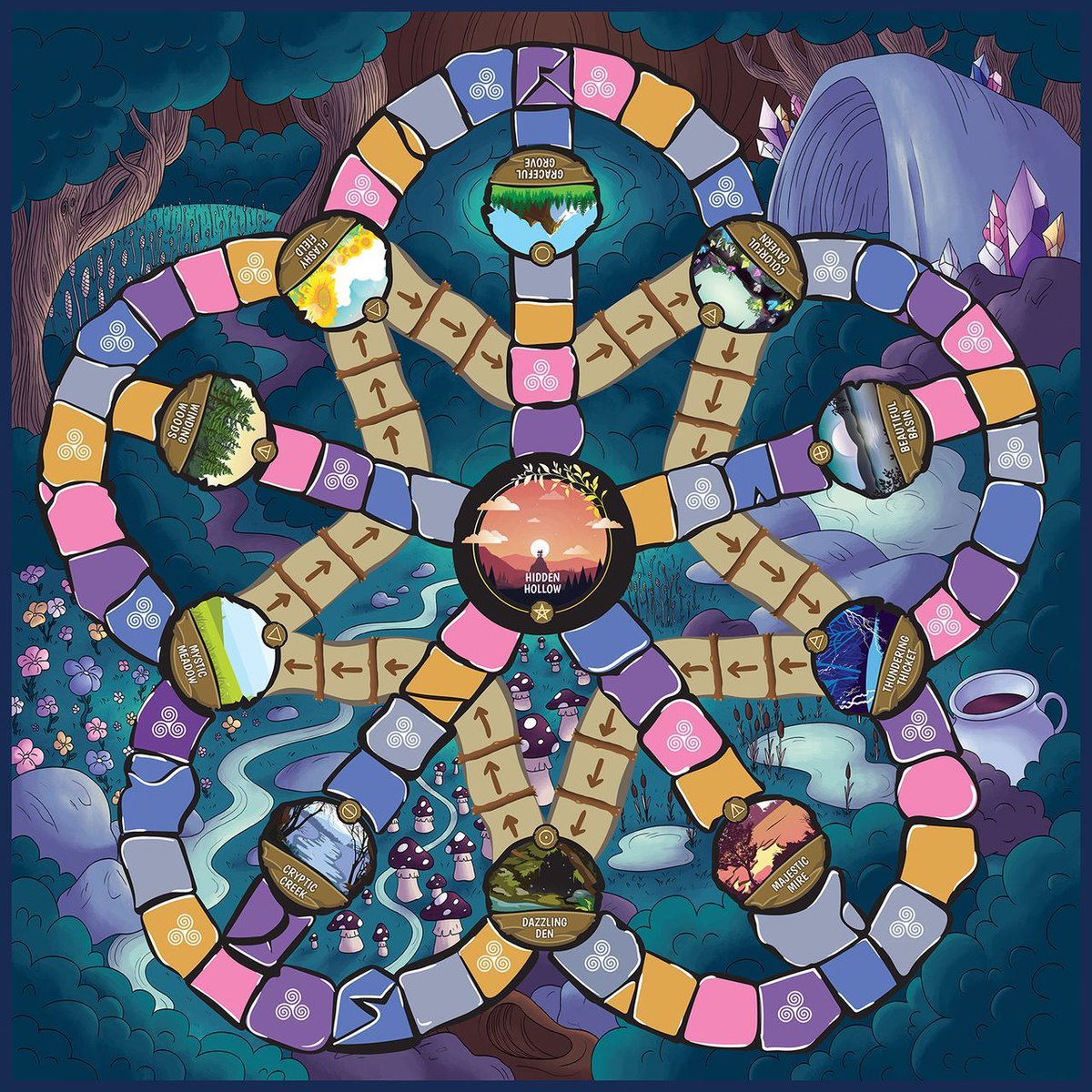 tea_leaf_games's tweet image. Explore the forest as you race to collect your witch's mementos. #witchway #boardgames #tabletopgaming