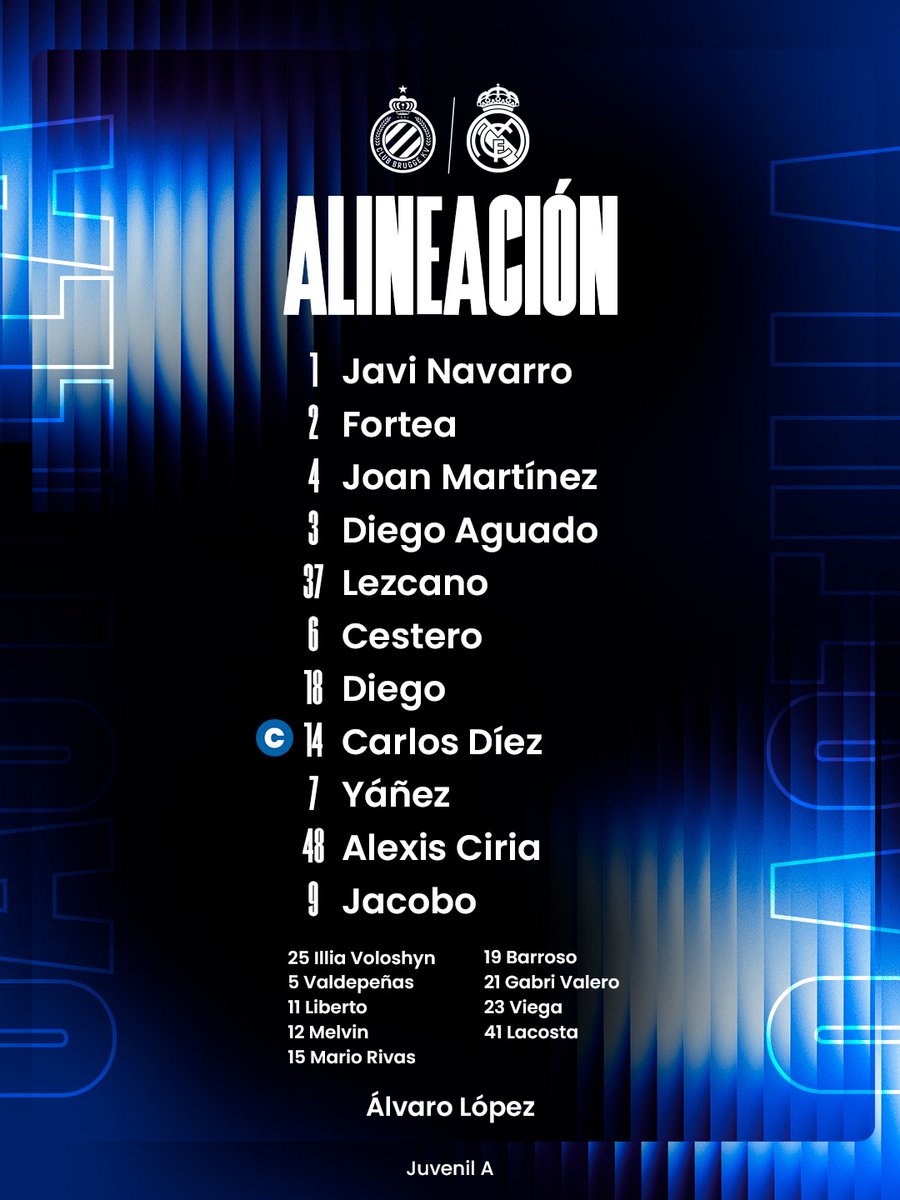 🚨 OFFICIAL: REAL MADRID XI IN THE UEFA YOUTH LEAGUE FINAL.

You can watch Real Madrid vs Club Brugge on RMTV and RM Play for FREE.

Kick-off at 18:45 CEST. 🏆