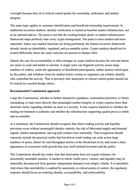 BurwickLaw's tweet photo. Burwick Law filed a comment on SEC File No. S7-2026-09. 

Classifying crypto assets is necessary but not sufficient. Synthetic volume, extractable liquidity, and anonymity at control points break price discovery. https://t.co/UBSJD0vhs1