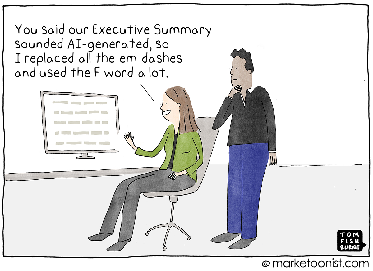 tomfishburne's tweet image. "Human Made" - new cartoon and post: marketoonist.com/2026/04/human-…

#marketing #cartoon #marketoon