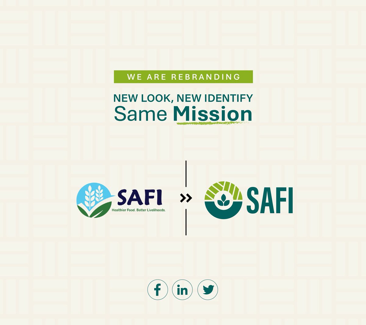 safi_ug's tweet photo. BIG NEWS: We’re rebranding. 

We’re moving beyond traditional boundaries to create a more integrated, resilient agro-food system. 

Our new logo represents that connectivity &amp; strength! https://t.co/Qkb30cQnIH