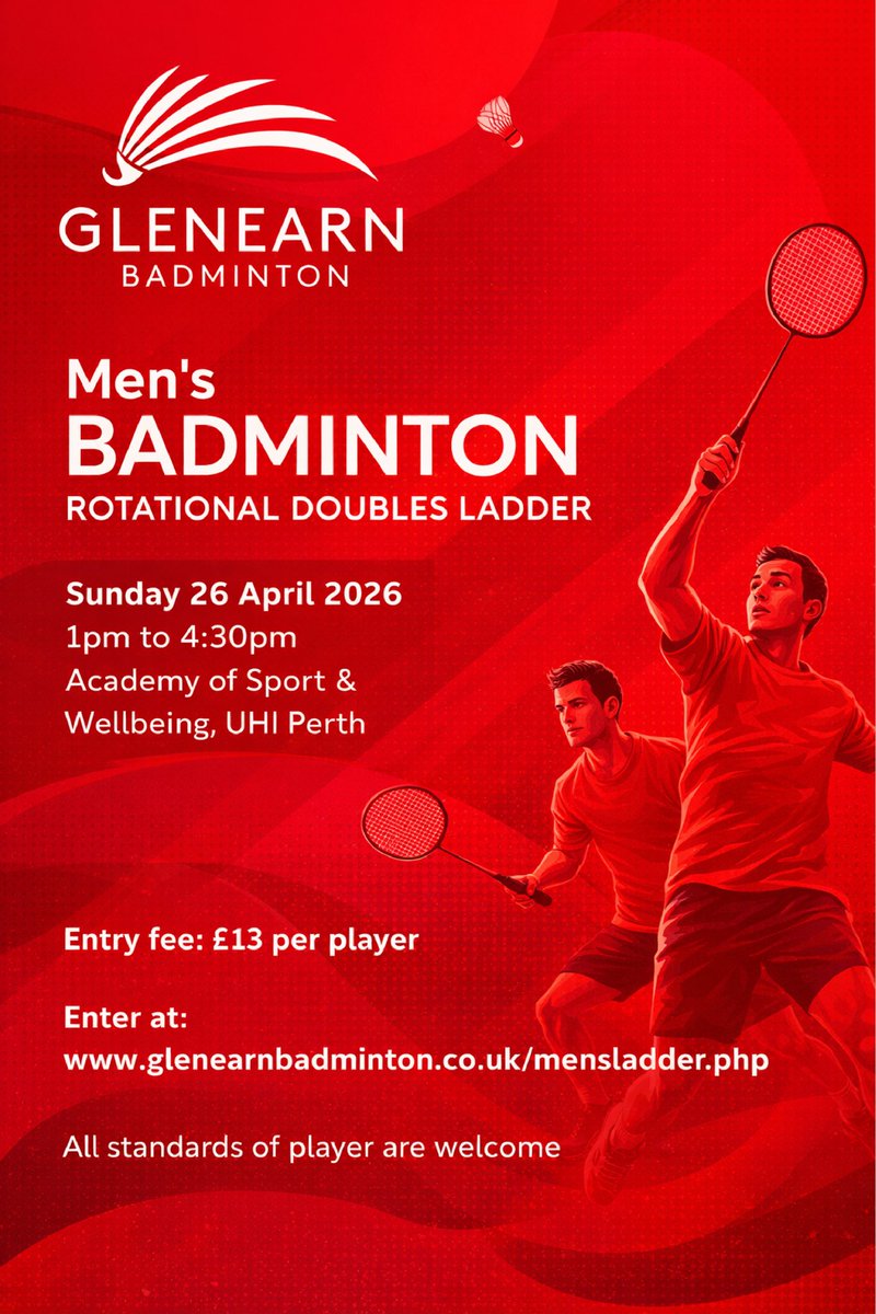 GlenearnBadm's tweet photo. We hope to run a Men’s Rotational Ladder on Sunday afternoon alongside the Women’s Ladder.   Details attached if you’d like to enter. https://t.co/9OWfYWZX5g