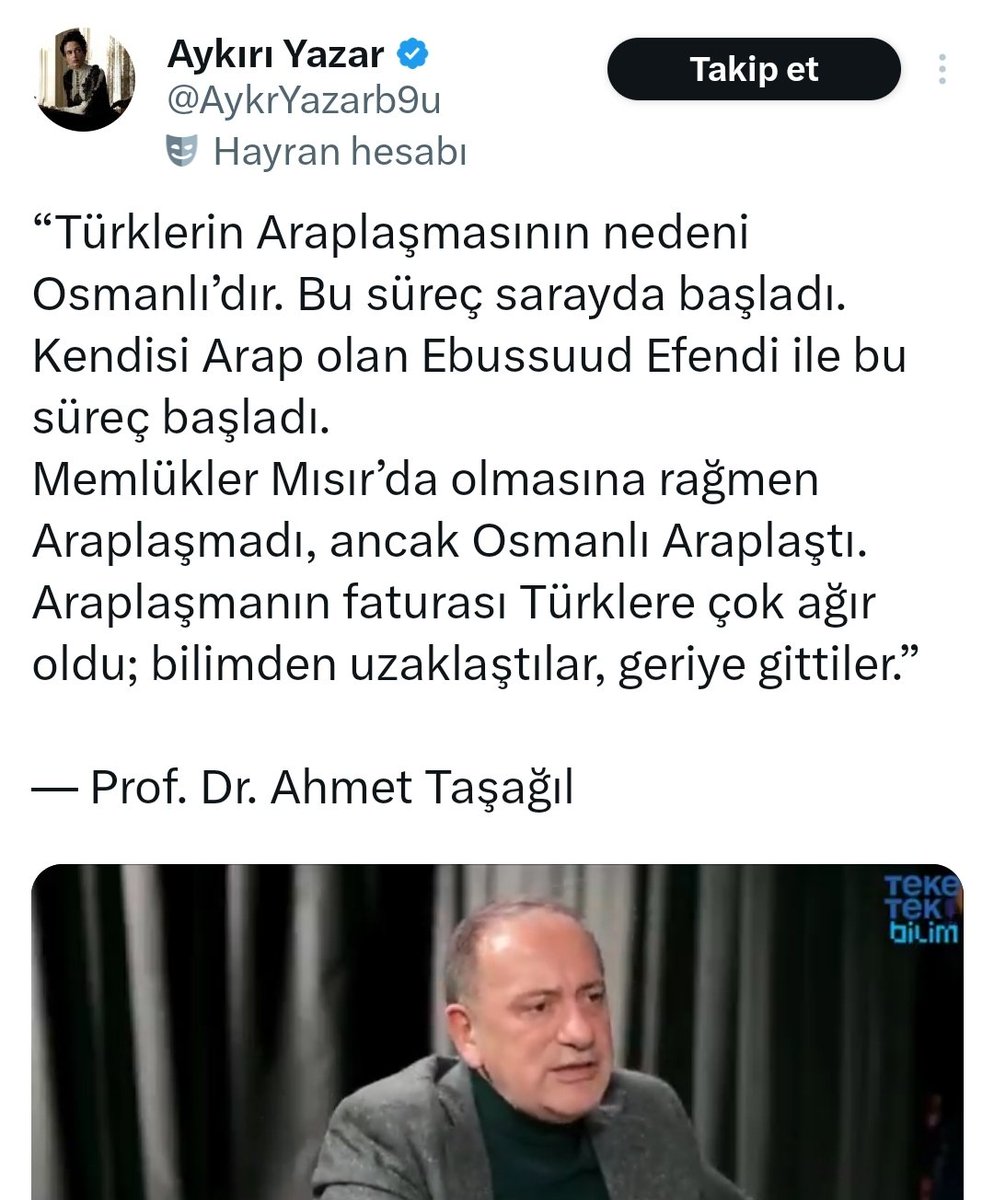 ahmetsimsirgil's tweet photo. Vay vay vay. Ebussuud efendi Arap imiş...
Onunla birlikte Türklerde Araplaşma da başlamış😁
Bu Altaylı'nın yanına gidene bir haller oluyor? https://t.co/ksyN2dntUe