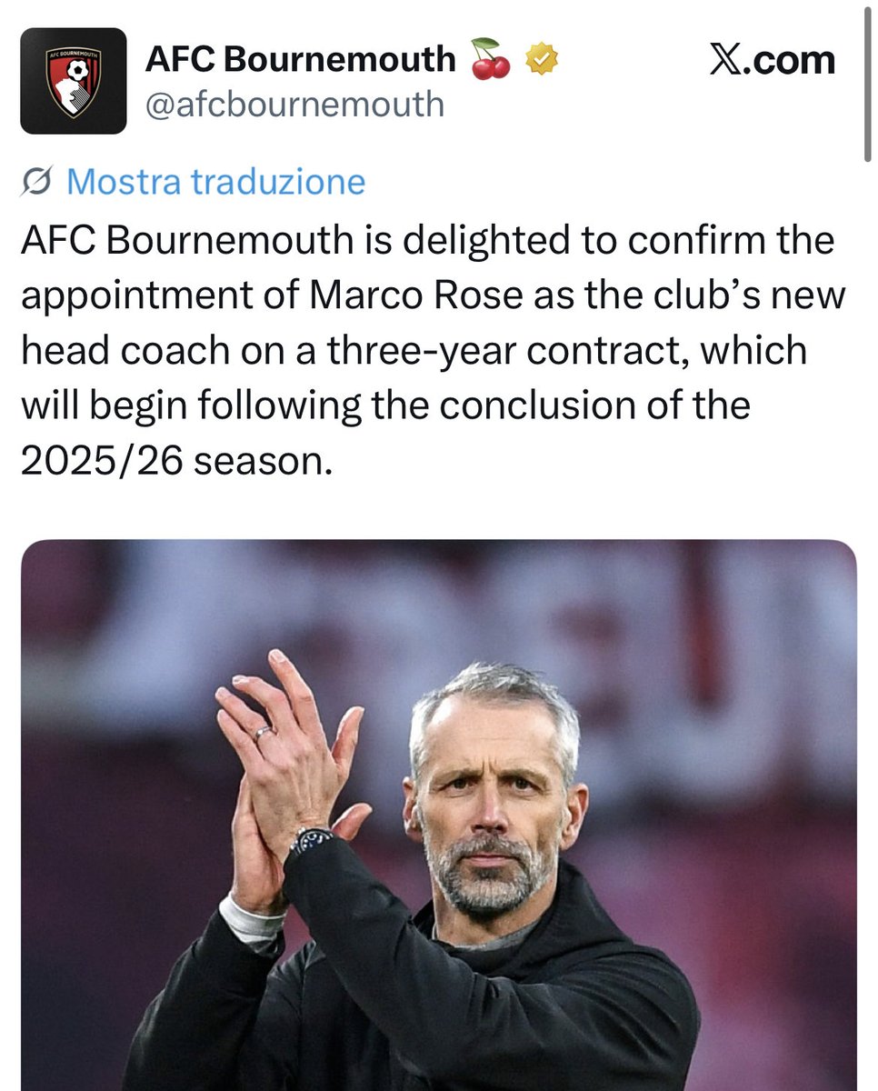 NicoSchira's tweet image. Now it’s official! Marco #Rose is new #Bournemouth’s manager. 3-years contract. No surprise here and confirmed since the April 15! #transfers #afcb