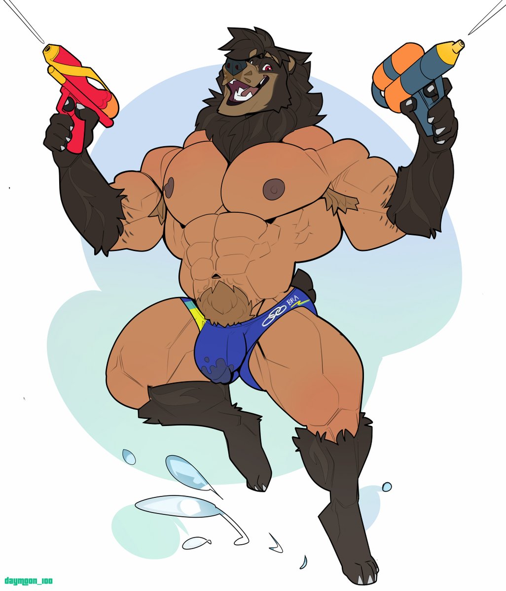 KenaiLykos's tweet image. -  My enthusiastic boy Prowler - 💦🎉🙏 (speedo ver.)

 "My boy is ready to celebrate Songkran too "    

Cømmissiøη done by @Daymoon_100 
 #Songkran2026 #Songkran #water #speedo