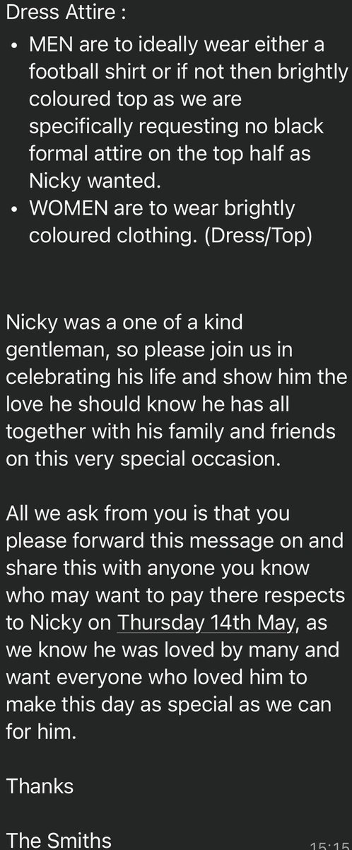 PolicePsuk's tweet photo. Details of Nicky Smith’s funeral 💙 https://t.co/TvTyl4QOiP