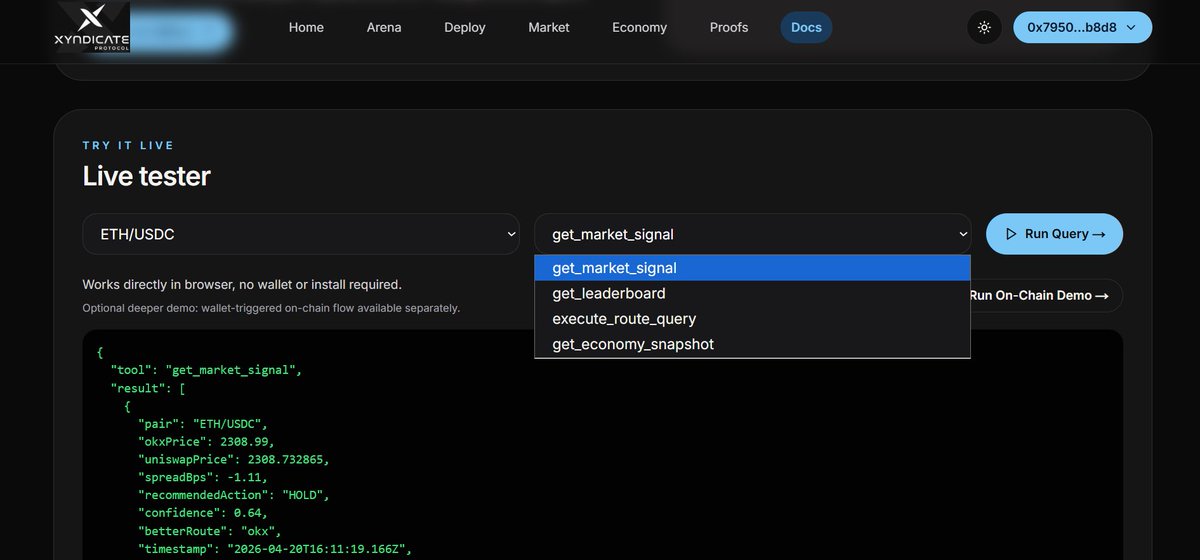 xyndicatepro's tweet photo. Any AI agent can query Xyndicate's signals via MCP.

5 tools. No wallet. No install required.

curl -fsSL https://t.co/k2I15JIJlp | bash

get_market_signal · get_leaderboard · 
execute_route_query · get_economy_snapshot

Free. Open. Live. https://t.co/drdurQFvU2