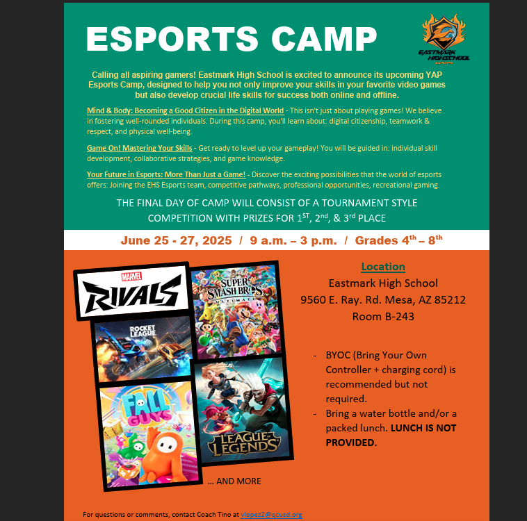 ehs_firebirds's tweet photo. Check out our upcoming camps!! https://t.co/B7zUVSQBVF