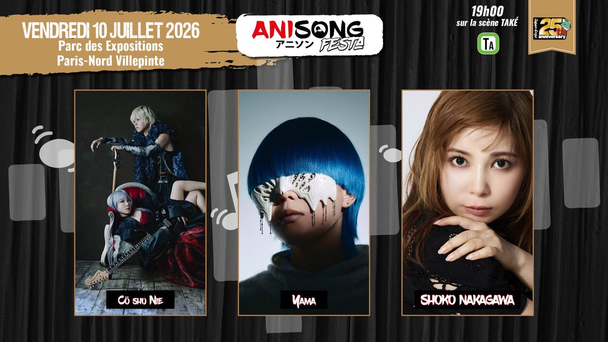 japanexpo's tweet photo. Soyez prêt(e)s pour un concert exceptionnel, mémorable, de folie, inoubliable... bref, ne loupez pas LE concert anisong à Japan Expo !

@yama_official0, @co_shu_nie &amp; @shoko55mmts vous donnent rendez-vous pour 3 heures (trois heures !!!!) de concert 🔥

👉 https://t.co/RH5OFPh93U https://t.co/zXwxhE3YlW