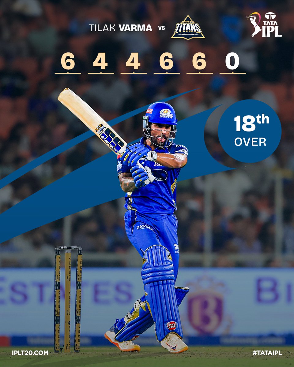 IPL's tweet image. Tilak Varma in RAMPAGE mode 😯 

Could this be the over that brings #MI back in the tournament? 🤔

WATCH THE OVER ▶️ iplt20.com/video/66041/64…

#TATAIPL | #KhelBindaas | #GTvMI | @mipaltan | @TilakV9