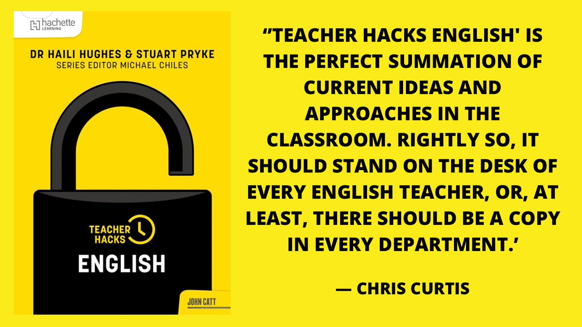 Some more feedback on ‘Teacher Hacks: English’ from the brilliant <a href="/Xris32/">Chris Curtis</a>! 

Out 15th May 👉🏻 amazon.co.uk/Teacher-Hacks-…

<a href="/HughesHaili/">Dr Haili Hughes FRSA</a> <a href="/HLearningPD/">Hachette Learning Professional Development</a> <a href="/m_chiles/">Michael Chiles 🌍</a>
