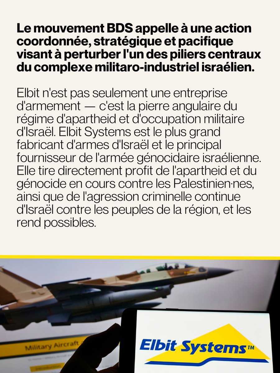 Campagnebds's tweet photo. Participez à la Semaine mondiale d’action BDS contre Elbit Systems du 20 au 25 avril. 1/3
#StopElbit #EmbargoMilitaire #StopElbitSystems #MilitaryEmbargo https://t.co/1IweBLQkqb